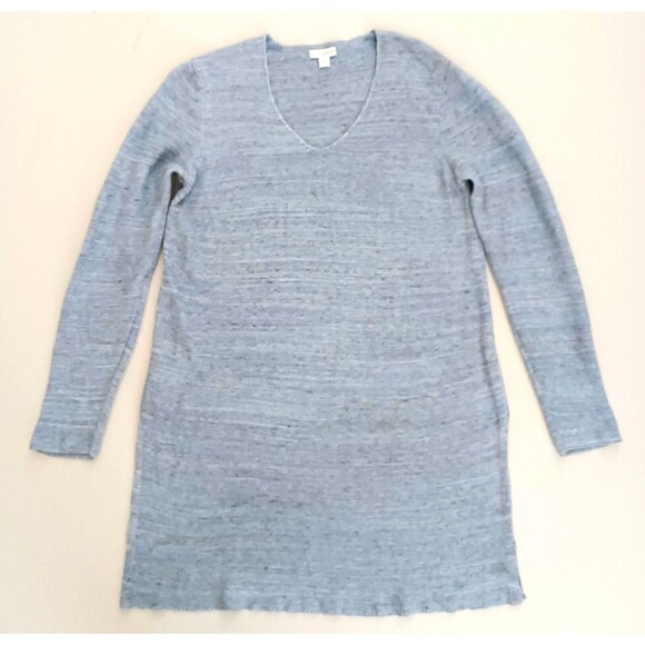J Jill Pure Jill Long Knit Tunic Top Blue Cotton Linen Sz M - Picture 3 of 8